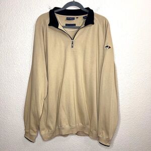 Bobby Jones Size XL Men Tan Peruvian Pima Cotton Preppy Golf 1/4 Zip Sweatshirt